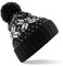 Beechfield Wintermütze Schneeflocken „Fair Isle“, Unisex Gr. Einheitsgröße, schwarz / weiß