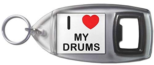 I Love Heart My Drums - Plastic Bottle Opener Key Ring