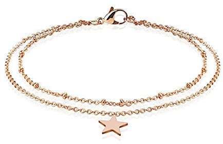 Bungsa Bettelarmband Stern roségold Edelstahl für Damen (Edelstahl Armband Damenarmband Herrenarmband Bracelet Chirurgenstahl Schmuck)