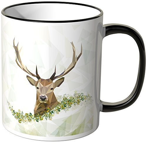 WANDKINGS Tasse, Motiv „Majestätischer Hirsch 2“ - SCHWARZ