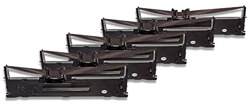 vhbw 5x Farbband Schriftband kompatibel mit Epson LQ 630, LQ 630 Serie, LQ 630 S, LQ 635, LQ 630K Nadeldrucker, Bondrucker - Schwarz