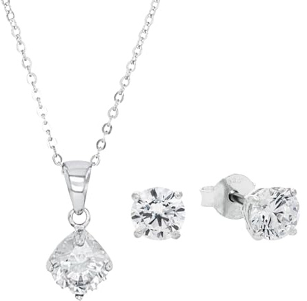 Amor Set 925 Sterling Silber Damen Multisets, mit Zirkonia synth., 42 cm, Silber, Kommt in Schmuck Geschenk Box, 9964963