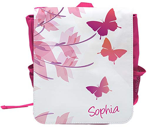 Kinder-Rucksack mit Namen Sophia und schönem Motiv mit Schmetterlingen für Mädchen