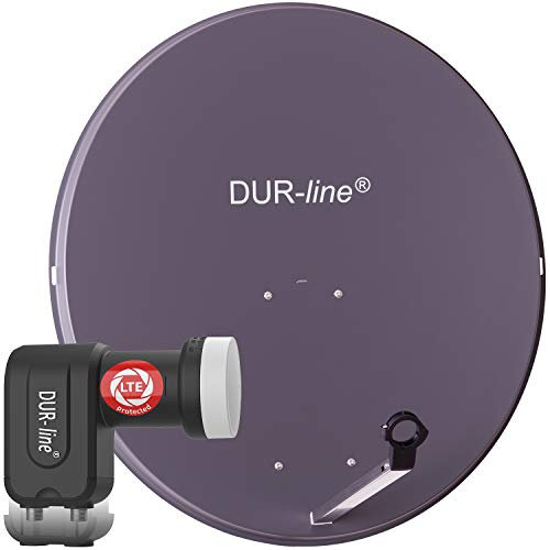 DUR-line MDA 90 Anthrazit - Digiatale 2 Teilnehmer Satellitenschüssel Komplett-Anlage mit +Ultra Twin - LNB [Camping, Astra 19,2°, DVB-S/S2, Full HD, 4K, 3D]