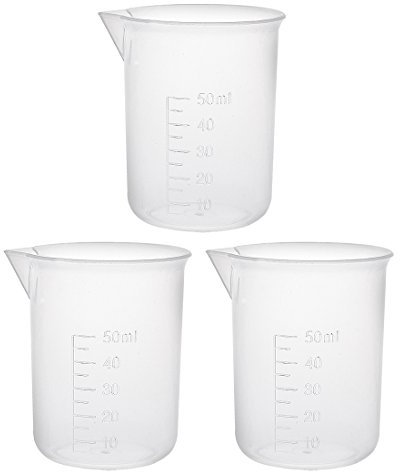 sourcingmap Measuring Cup 50ml PP Plastic Graduated Beaker Transparent for Lab Kitchen liquids 3pcs