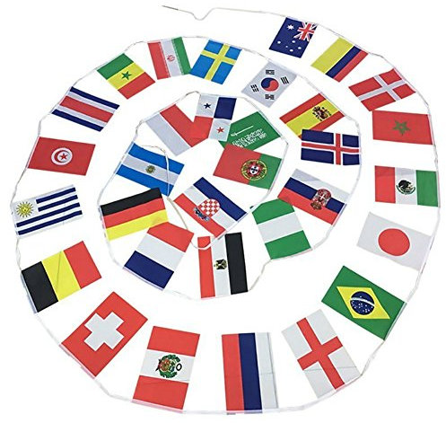 PENVEAT 2018 Russian World Cup Football Soccer 32 Team National Flag Country World Banner Bunting 14*21cm String Flag