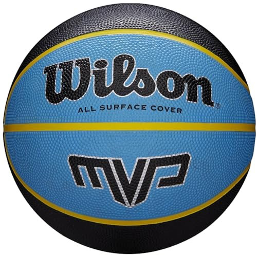 Wilson WTB9017XB07 Pelota de Baloncesto MVP Caucho Interior y Exterior, Unisex-Adult, Negro/Azul, 7