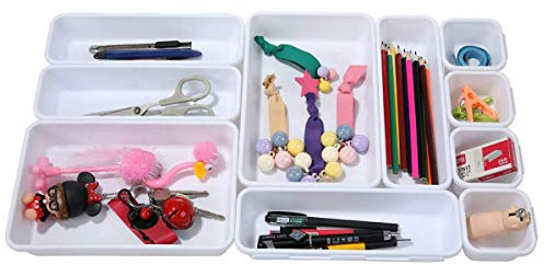 Backerysupply Interlocking Desk Drawer Organizer Separators for Kitchen, Bathroom, Makeup, Office (Set of 10)