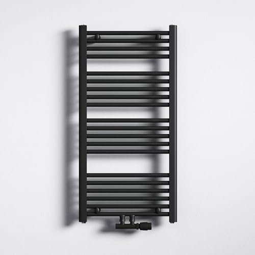 Mai & Mai Radiateur à Eau Chaude Mural Chauffage Central 100x50cm Sèche-Serviettes Gris Noir en Acier Inoxydable