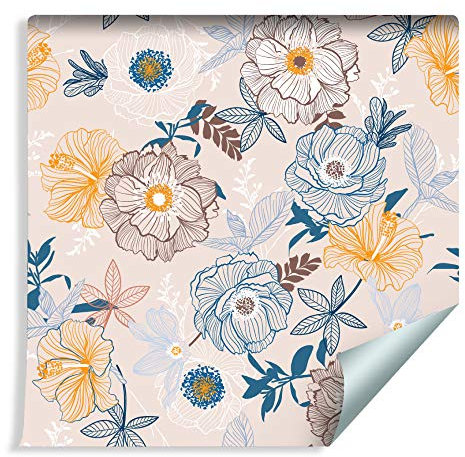 Muralo Tapete sanfte Bunte Blumen Vlies Blätter Flora Blumenstrauß - 1123236605