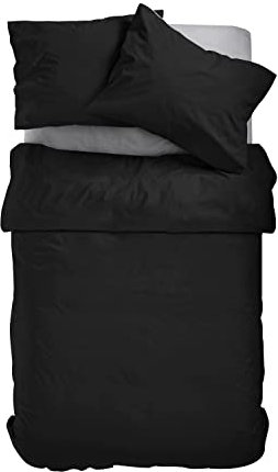 Amolavet Sommer Bettwäsche 135x200 2teilig Set Schwarz aus Gebürstetem Mikrofaser Sommerbettwäsche 135x200 Bettbezug 135 X 200 + Kissenbezüg 80x80 Mit Reißverschluss für Einzelbett