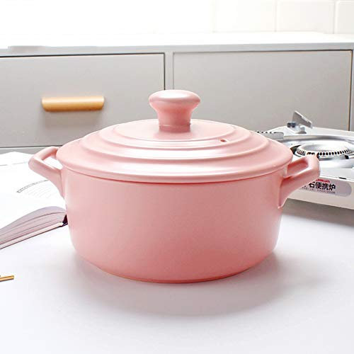 Mini Ghisa Forno Olandese,Stoccaggio Cucina Pentola Pentole,Smalto Anti - Scottature Ovale Padella Rosa 2.2l