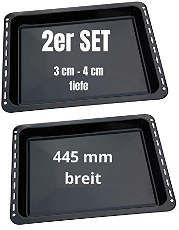 445 x 375 x 30 mm und 40mm SPARSET mit 2 Backbleche emailliert passend für Bauknecht Whirlpool Ignis Ikea auch Neckermann Lloyds Quelle Privileg Matura