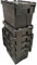 Loadhog Heavy Duty 100% Recycled Plastic 25 Litre Attached Lidded Container Storage Box Totes (L 400 x W 300 x H 305 mm) Black - Pack of 5