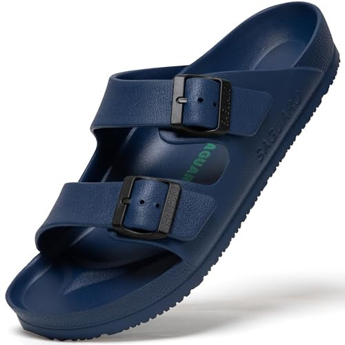 SAGUARO Hausschuhe Herren Damen Leicht Elastisch Pantoletten Klassisch Badschuhe Unisex Erwachsener Sandalen, Haus Blau 41