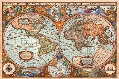 Close Up Historische Antike Weltkarte Poster - Aimee Stewart- 91,5 cm x 61 cm - Top Qualität + 2 St. Schwarze Posterleisten mit Aufhängung