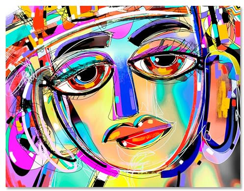 wandmotiv24 Leinwandbild Kunst, Querformat, abstrakte Kunst, Popart, Gesicht M0410