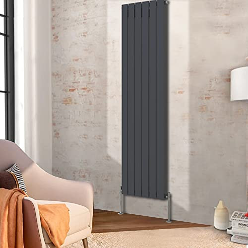 NRG Vertical 1800x408 Flat Panel Column Radiator Bathroom Central Heating Single for Living Room and Kitchen Anthracite