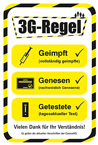 BIKE-label Corona Aufkleber 3G-Regel Zutritt für Geimpft Genesen Getestet 130 x 195 mm 900243
