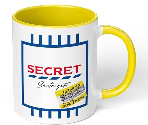 Print Maniacs Secret Santa Mug Gift Christmas Funny Novelty Humor Office TES*o Shopping Gift (Yellow Fill)