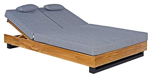 OUTLIV. Madrid Doppelliege,Gartenliege aus Teak Recycelt 200 cm x 128 cm x 38 cm, für entspannte Stunden in Ihrem Garten, Exklusive Gartenliege