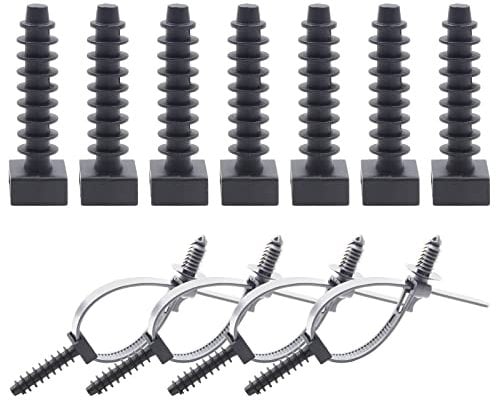 Biqing 100PCS Black Cable Tie Mounts, Up to 9mm Width, Masonry Screw Mounts for Cable Management