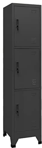 vidaXL Armoire à Casiers Classeur Meuble de Rangement d'Equipements de Sport Produits de Nettoyage Intérieur Bureau Anthracite 38x45x180 cm Acier