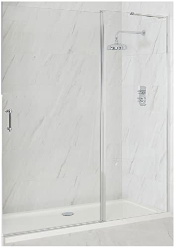 MILANO Chrome Hinged Door Frameless Shower Enclosure White Tray 1200x700mm