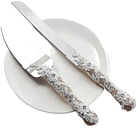Juego de cuchillos para tartas de boda, estilo rural, juego de cubiertos de acero inoxidable, boda, fiesta, Acción de Gracias, Navidad (N)