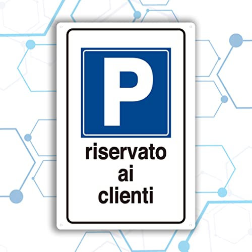 Nitek cartello parcheggio riservato ai clienti in PVC 30cm x 20cm– Cartello autoadesivo| Sign, Schild | Impermeabili Lavabili, muri, cancelli