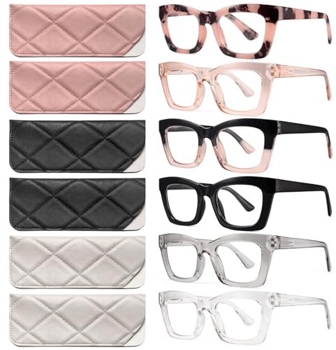 CCVOO 6 Pack Oprah Lesebrillen Damen, Brillen, Blaulicht-Lesebrillen für Damen, Computerbrillen