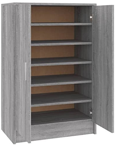 vidaXL Schuhschrank Schuhregal Schuhablage Schuhständer Schuhaufbewahrung Schuhtruhe Schuhorganizer Flurschrank Grau Sonoma 60x35x92cm Holzwerkstoff