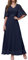 DRESSTELLS Damen Abendkleider Hochzeitsgast Chiffon Cape Ärmel Brautjungfer Kleider Cocktail Navy 3XL