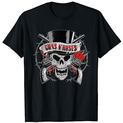 Guns N' Roses T-Shirt Tophat Skull Roses T-Shirt