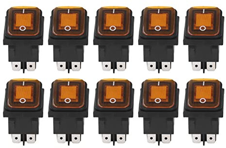 Kippschalter, Verschleißfest, IP55, Wasserdicht, AC 125 V, 250 V, Ein/Aus, Auto-LED-Licht-Kippschalter (Orange)