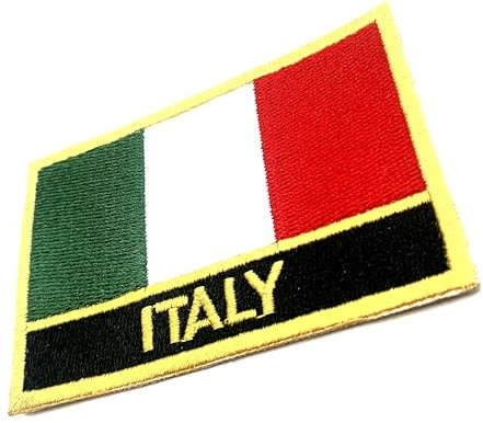 Italy Italian EU European Europe Iron On Embroidery Country Flag Patch Embroidered Fabric Sew On Transfer for Clothes 8cm x 5cm Rectangle Pack of 1