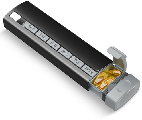 Betife Tablettenbox 7 Tage，Aktualisierte Metall Medikamentenbox 7 Tage, Pillendose für unterwegs, Pillenbox Reise Groß, Zweischichtig-Innenbehälter aus ABS und Schale aus Aluminiumlegierung
