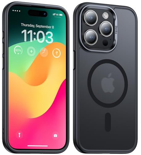 BENKS Hülle für iPhone 15 Pro Kompatibel mit MagSafe, Stoßfeste Handyhülle nach Militärstandard, Kratzfester PC-Rückseite, Magnetische Hülle für iPhone 15 Pro, Matt Transluzent