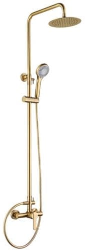 MICE - Columna de ducha extensible 88-125 CM - Kit de ducha - Monomando de Barra de ducha con Rociador alcachofa Felxo Oro Cepillado BDR001/OC