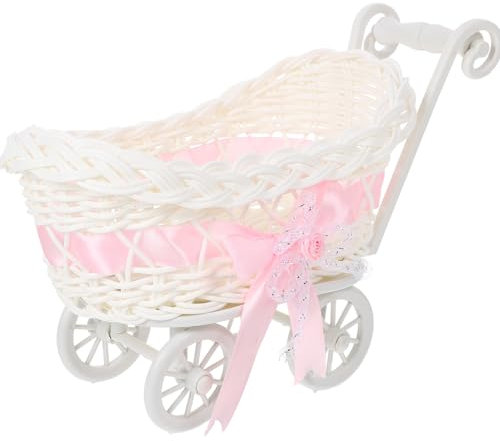 Kichvoe Puppenwagen Aus Weidengeflecht Geflochtener Blumenkorb Süßigkeiten- Und Schokoladendekorationen Mit Rädern