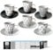 Maury's Set di Tazze in Porcellana, dal design Modern Con Piattino Coordinato, Colore Bianco e Nero Lavorato (Set da 6 da caffè)