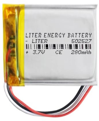 Battery 3 Wire 502527 LiPo 3.7V 280mAh 1.036Wh 1S 5C Liter Energy Battery Rechargeable with PCM NTC thermistor smartwatch electronic watch Not suitable for Radio Control 29x25x5mm (3P|280mAh|502527)