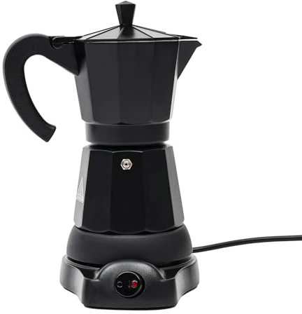 Queeucaer 300ml Elektrische Kaffeemaschine Espressokocher 6Tassen Mokka Kanne Alu Espresso Espressomaschine mit separatem BodenIn Elektrische Schwarz