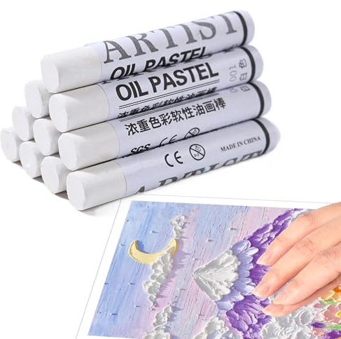 10pcs White Oil Pastels Kids Soft Oil Pastels Crayons Smooth Painting Chalk Vibrant Creamy Chalk Pastels Art Supplies for Artists Students Teachers Beginner for Drawing, Blending, Gradient, Graffiti