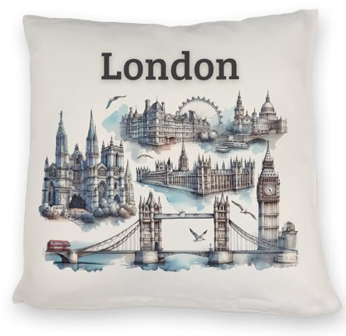 Skyline London Kissen Stadtbild Deko Big Ben Tower Bridge Motiv Eye Buckingham Highlights - Stilvolles Wohnaccessoire