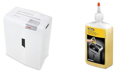 HSM shredstar X10 Aktenvernichter, Sicherheitsstufe P-4, 10 Blatt (Partikelschnitt) mit CD-Schredder & Fellowes Aktenvernichter-Öl, Inhalt: 355 ml