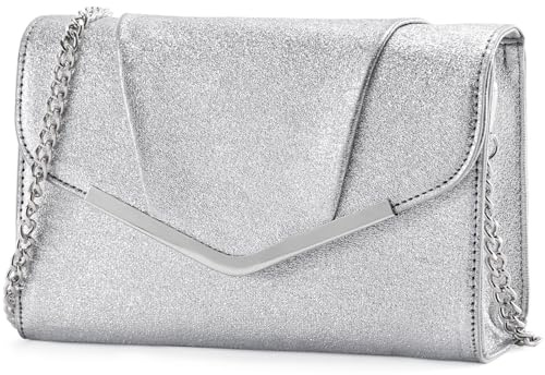 VASCHY Clutch Damen, Mode Handtasche Abendtasche Umhängetasche Brauttasche Schultertasche Elegant Leder Crossbody Bag für Hochzeit Freizeit Party
