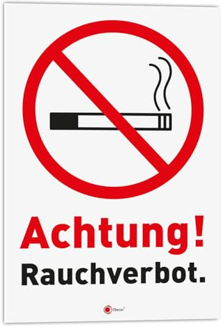 iSecur Schild Achtung Rauchverbot I 20 x 30 cm I Hartschaumplatte | hin832