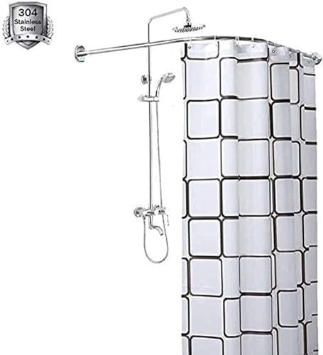 Duschvorhangstange, Eckbadewanne, ohne Bohren, Duschstange, L-Form, Eckduschstange aus Edelstahl 304, Teleskop für Badezimmer, Küche, Umkleidekabine (110–140 x 110–140 cm)