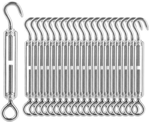 GBACHOOSE 20 Stück Seilspanner Edelstahl M5, Spannschloss mit Ösen, Spannschloss mit Haken, Spannschloss M5, Seilspanner Edelstahl für Seil, Wäscheleine, Gartendraht, Markisen